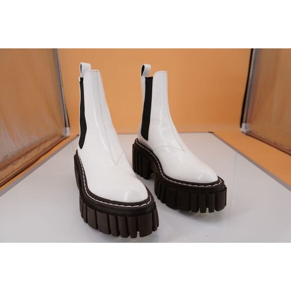 Stella McCartney Emilie Lug Wood Platform Chelsea Boot SZ 35 New White - Picture 10 of 11